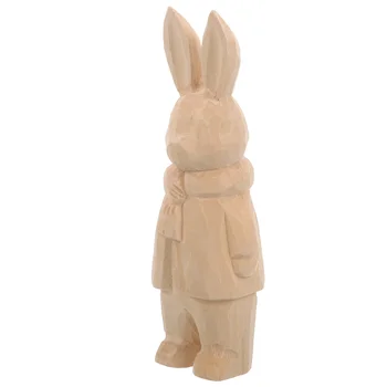 Ahşap Oyma Tavşan Paskalya Ahşap Tavşan Paskalya Ahşap El Sanatları Üç Boyutlu Tavşan Heykelcik