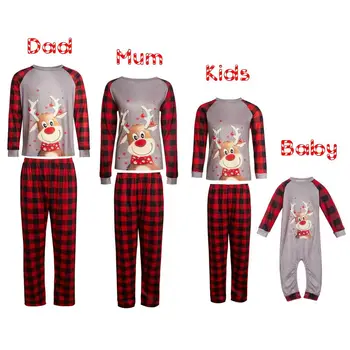 Aile Noel Pijama Setleri 2 adet Geyik Pijama Kadın Erkek Çocuklar Noel Kıyafeti PJs Kiti Santa Eşleşen Uzun Kollu Sıcak Ev Tekstili