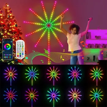 Akıllı APP kontrollü havai fişek LED şerit ışık RGB Dreamcolor havai fişek ışık uzaktan Sync ile müzik ile düğün parti dekor için