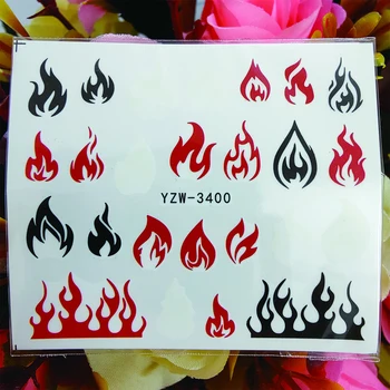 Alev Blaze Tırnak Sticker Su Çıkartmaları Nail Art Süslemeleri Tasarım Su Çıkartmaları Çivi Manikür Aksesuarları