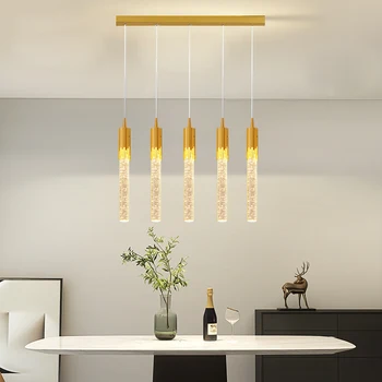 Altın Kristal LED Avize Yemek Odası Lambaları Asılı Lambalar Modern Daire yemek masası Dekorasyon Mutfak Tavan Avize