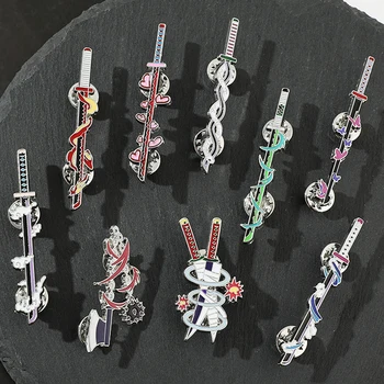 Anime iblis avcısı Düğme Broş Kochou Shinobu Silah Modeli Metal Rozeti Gömlek Sırt Çantası Aksesuarları Yaka Pin Takı Hediyeler