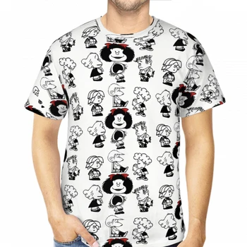 Anime MafaldaCharacters Beyaz Yaz Erkek T Shirt Polyester Tshirt Çabuk kuruyan Kısa Kollu 3D Baskılı Nefes Alabilen Giysiler