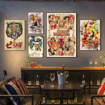 Anime Yedi Ölümcül Günah Posteri Duvar Sanatı Ev Dekor Odası Dekor Dijital Boyama Oturma Odası Restoran Mutfak Sanat