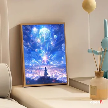 Anime yıldız led ışık Boyama, Şok Edici aydınlatma etkisi Üç Renkli Karartma, Alüminyum fotoğraf çerçevesi fotoğraf glow odası dekor, roman hediye