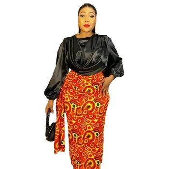 Artı Boyutu Afrika Zarif parti giysileri Kadınlar için Yeni Moda Şifon Maxi 2 Parça Üst Etek Kaftan Müslüman Elbisesi Bayan Giyim