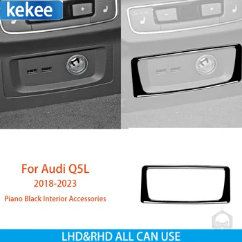 Audi için Q5L 2018-2023 Piyano Siyah Araba Arka Kontak Anahtarı Dekoratif Çerçeve Trim İç Modifiye Aksesuarları Sticker