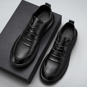 Ayakkabı Rahat Erkek Deri Ayak Başparmağı Yumuşak Taban Elbise Çok Yönlü İş Dantel-Up Yaz Nefes Tarzı 2023 erkek ayakkabısı Loafer'lar Erkekler