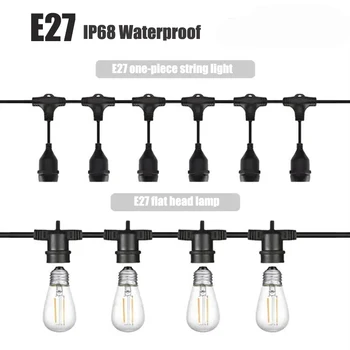 Açık E27 Dişli Kafa Lambası Tutucu Dize Su Geçirmez IP68 LED Mühürlü Şerit Hattı Çiftlik Bahçe Düğün Akşam Dize Lambası