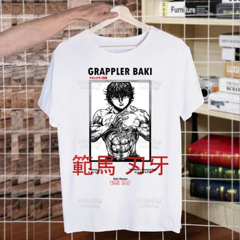 Baki Grappler Anime T Shirt O-Boyun Kısa Kollu Düzenli Erkek Yüksek Kaliteli Erkek Hip-Hop Yujiro Hanma Baki Hanma t Shirt