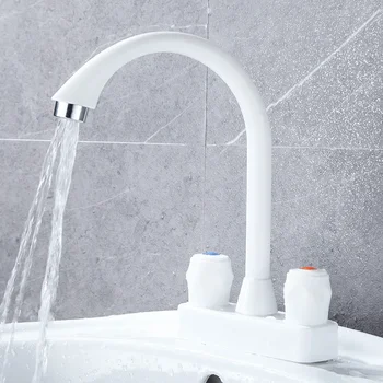 Banyo lavabo musluğu Havza Musluk Plastik Sıcak ve Soğuk Su Tek Delikli Çift Delikli Mutfak Tek kulplu Banyo lavabo musluğu