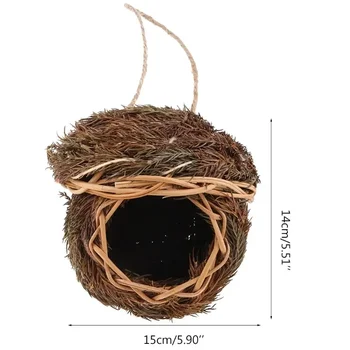 Barınak Serçeler Kuş Papağan Çim Asılı Pet Doğal Evler Hideaway El dokuması Yuva Dışında Küçük Kulübe Ev
