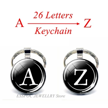 Basit Tarzı 26 Mektuplar Baskı Kişilik Adı Anahtarlık El Yapımı Dıy Çanta Kolye Moda anahtarlıklar Tutucu