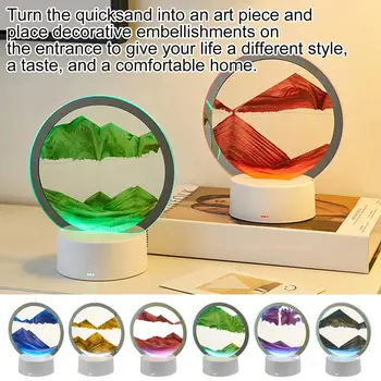 Bataklık Masa Lambası Yaratıcı 3D Kum Sanatı Ortam Aydınlatma Lambası USB Şarj Hareketli Kum Gece Lambası Masa yatak odası dekoru