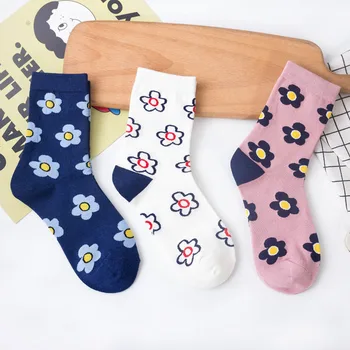 Bayanlar Çorap Kadın Karikatür Çorap Çiçek Oyalamak Harajuku Kawaii Sevimli Çorap Pamuk Komik Çorap Kızlar Streetwear sox calcetines