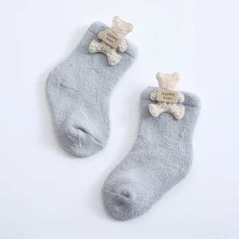 Bebek Bebek Erkek Kız Rahat Pamuk Çorap Yenidoğan Yumuşak Nefes Ayı Desen Çorap 4 Mevsim Toddlers Ev Açık Çorap