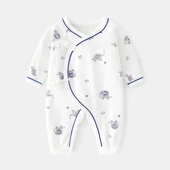 Bebek Giysileri 0 ila 12 Ay %100 % pamuklu giysiler Yenidoğan Bebek İçin Düz Renk Bodysuits ve Tek parça Sonbahar ve Kış Tulumlar