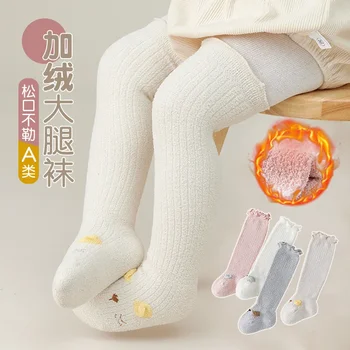 Bebek Çorap Kış Ekstra Kalın Mercan Çorap Diz Üzerinde Bebek Çorap Sevimli çizgi film bebeği Çorap