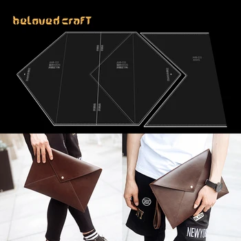 BelovedCraft-Erkek el çantası, zarf çanta için Akrilik Şablonlarla Deri Çanta Deseni Yapımı
