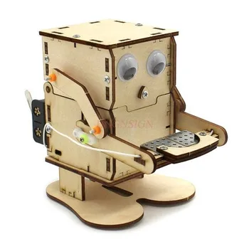 Bozuk para yiyen robot İlköğretim okulu öğrencileri bilim ve teknoloji küçük buluş model yapımcısı malzeme çantası kumbara küçük
