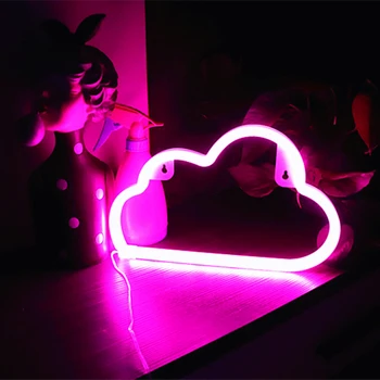 Bulut Neon tabelalar, pil USB Powered bulut şekilli dekorasyon duvar ışıkları odası noel doğum günü düğün parti
