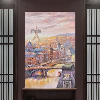 Büyük Boy Çerçevesiz Açık Duvar Sanatı Manzara Paris Dekorasyon El Yapımı Resim Sergisi Tuval 3d Resim Soyut Sanat Hediye