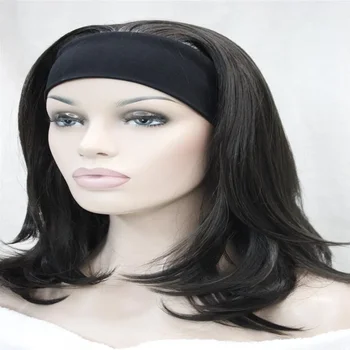 büyüleyici güzel yeni satmak kadın 3 4 peruk kafa bandı ile koyu kahverengi uzun düz dalgalı son yarım peruk