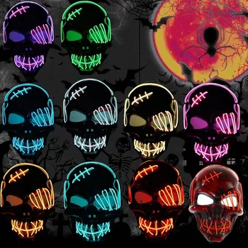 Cadılar bayramı Maskeleri Korku Cosplay Sahne Tam Yüz Led Neon Glow Eğlenceli Çığlık Hayalet Kafatası Maskesi Call of Duty Cadılar Bayramı Partisi Maskesi