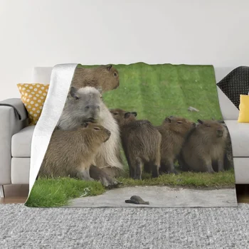 Capybara Aile Flanel Atmak Battaniye hayvanlı battaniye Yatak Odası için Yatak Odası Yumuşak Yatak Atar
