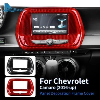 chevrolet Camaro için Araba Navigasyon Ekran Paneli Çerçeve Gerçek Karbon Fiber Sticker 2016-2023 Oto İç Aksesuarları