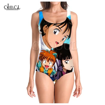 CLOOCL japon animesi Inuyasha 3D Baskı Ince Moda Seksi Kadın Mayolar Kolsuz Plaj giyisi Tek Parça Mayo
