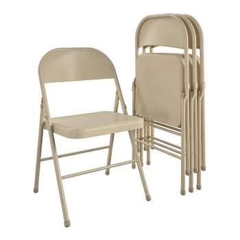 Dayanakları Çelik Katlanır Sandalye (4 Paket), Bej kamp sandalyesi kamp sandalyeleri katlanır sandalye katlanır sandalye