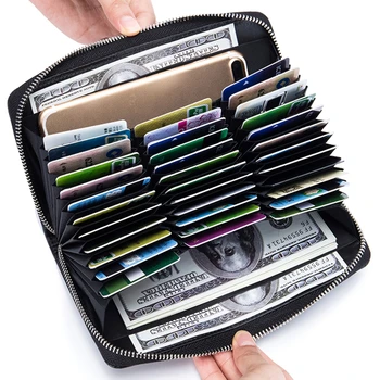 Deri kadın erkek cüzdanları Uzun Telefon el çantası Kredi kart tutucu Anti-Hırsızlık Seyahat Pasaport Kapağı İş Çanta