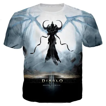 Diablo 3 Reaper Ruh Baskılı 3D T-shirt Erkekler Kadınlar 2023 Yeni Moda Rahat Yaz T Shirt Unisex Streetwear Boy Üstleri
