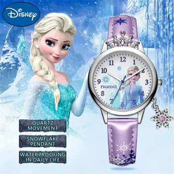 Disney İzle Dondurulmuş Elsa kuvars saatler Sevimli Kız Su Geçirmez Elektronik Pointer İzle Kolye Anime Öğrenci Hediye