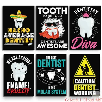 Diş hekimi Diş Hekimliği Diş Tuval Boyama Diş Hekimi Kliniği Posterler Baskılar Duvar Sanatı Resimleri için Oturma Odası Tıp Dekor Cuadros