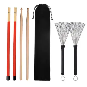 Drumsticks Seti Taşınabilir Geri Çekilebilir Davul Tel Fırça Davul Sahne Öğrencileri