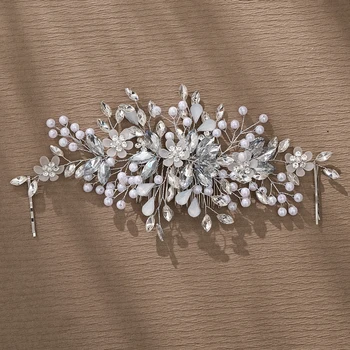 Düğün Kristal Gelin Saç Tarak Şapkalar Gelin Çiçek İnci Saç Tarak El Yapımı Tiara Düğün Saç Cilps