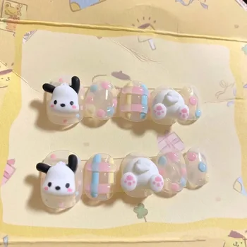 Dıy Yeni Sanrioed Pochacco Hello Kitty Karikatür Bebek El Yapımı Üç Boyutlu Tırnak Yama Anime Oyuncak Kızlar için Giyim Manikür Hediye