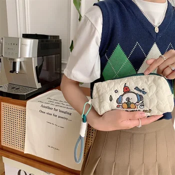 Edebi Karikatür Nakış Kalem Çantası Japon Kız Öğrenci Büyük Kapasiteli saklama çantası Kalem Çantası Okul Malzemeleri