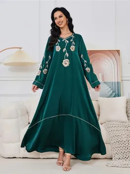 Eid Arap Müslüman Parti Elbise Kadınlar için Abaya Nakış Jalabiya Uzun Elbiseler Fas Kaftan Vestidos Dubai Ramazan Elbise Robe