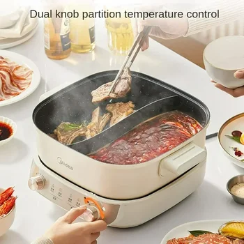 Elektrikli tencere 5.5 L çoklu pişirici Elektrikli kızartma tavası Çift lezzet Reşo Çanak Split tip Pişirme Ev Aletleri Mutfak için