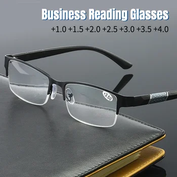 Erkek İş Yarım Çerçeve Tasarım okuma gözlüğü Esnek Klasik Retro Presbiyopi Gözlük Reçete Gözlük
