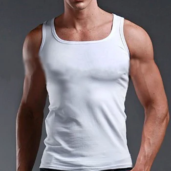 Erkek Spor spor kolsuz tişört Yaz Pamuk Kas Kolsuz Spor Gömlek Düz Renk Vücut Geliştirme O-Boyun Egzersiz Yelek Artı Boyutu