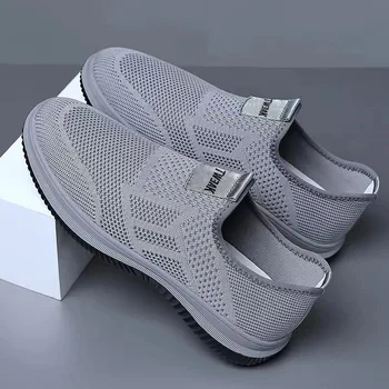Erkek Yürüyüş Spor Ayakkabı bağcıksız ayakkabı Saman Rahat rahat ayakkabılar Erkekler için 2023 Yaz Örgü ışıklı ayakkabı кроссовки мужские