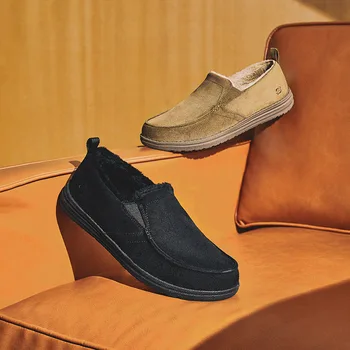 Erkekler için Skechers ayakkabıları MELSON Slip-on casual ayakkabılar hafif ve yumuşaktır, soğuktan sıcak tutar ve takması ve çıkarması kolaydır