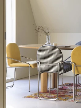 Ev yemek sandalyesi İskandinav basit modern paslanmaz çelik geri yumuşak çanta sandalye minimalist cafe restaurant tabure