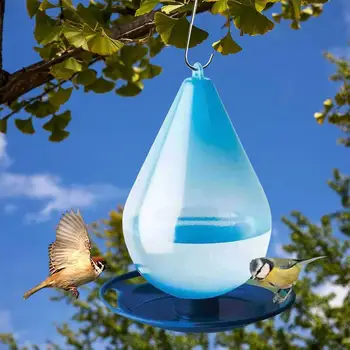 Evrensel Açık Asılı Sinek Kuşu Besleyici Benzersiz Damla Şekli Kuş Besleyici Su Besleme Cihazı Konteyner Bahçe Malzemeleri İçin