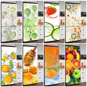 Fantezi Kelebek Sticker Buzdolabı Dondurma Meyve Duvar Kağıdı Su Geçirmez Mutfak Buzdolabı Çıkartması Duvar Sticker Ev Dekor