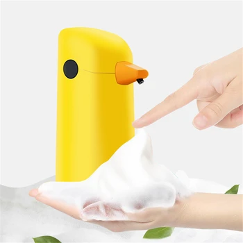 Fotoselli köpük sabun sabunluğu Çocuk Sarı Ördek Otomatik Köpük El Yıkama Makinesi Çocuklar için Akıllı Temizleme Araçları Banyo